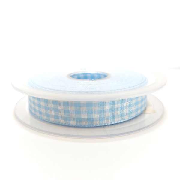 Vichy Ribbon - Width 15 mm - Color Light Blue